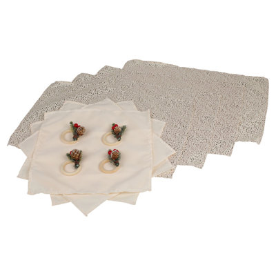 Angelamaria Polyester No Pattern Placemat And Napkin Set