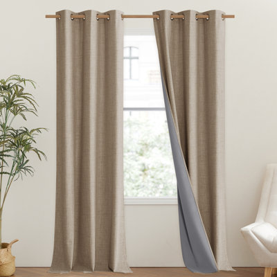 100% Blackout Curtain for Bedroom & Living Room Thermal Insulated Privacy Room Darkening Drapes, 2 Panels