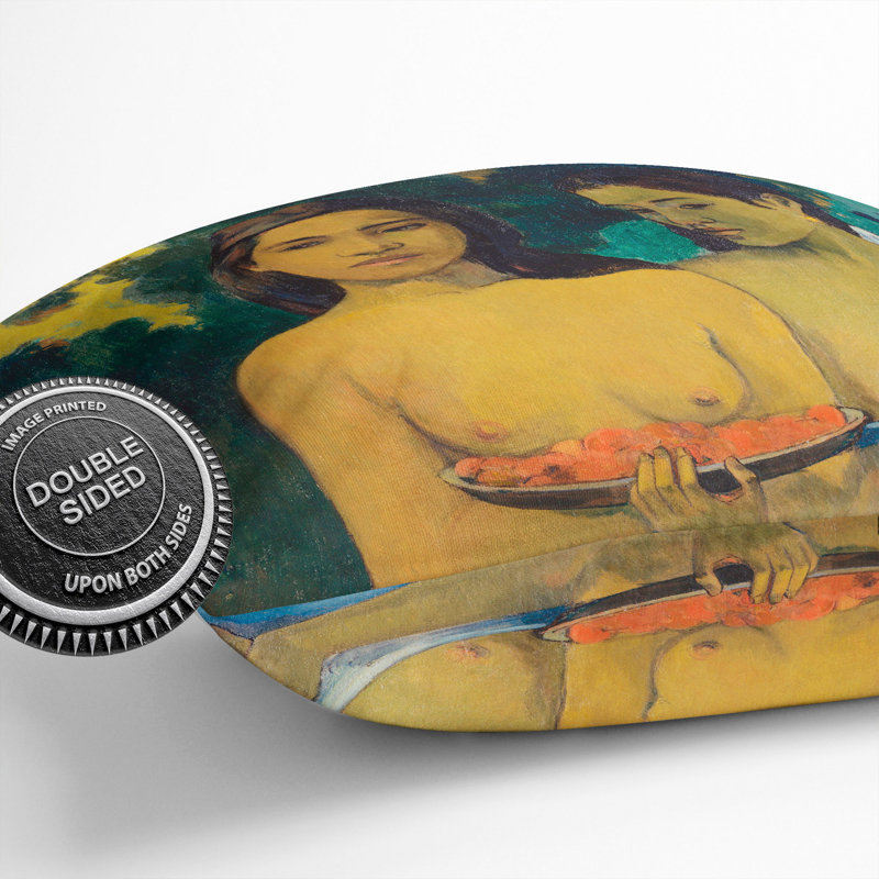 Two Tahitian Women Square Throw Cushion, 40cm H x 40cm W x 15cm D
