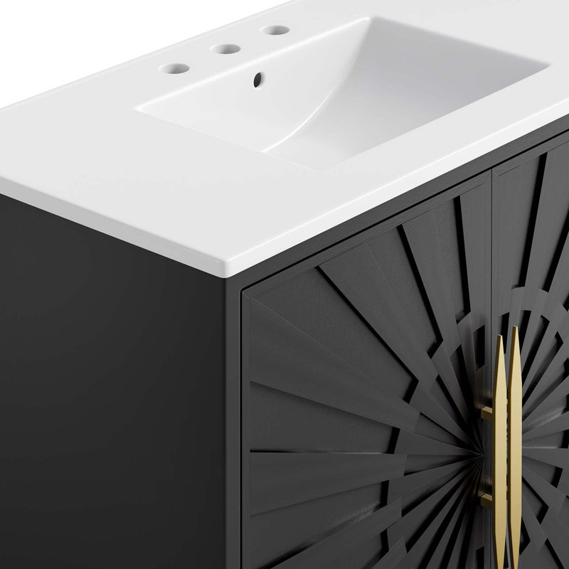 Awaken 36" White and Gold Freestanding Bathroom Vanity