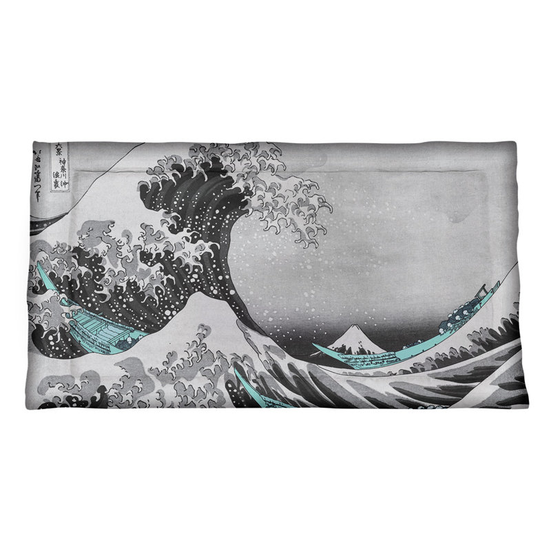 Great Wave Taie décorative, Microfibre, Standard / simple, Blanc/noir