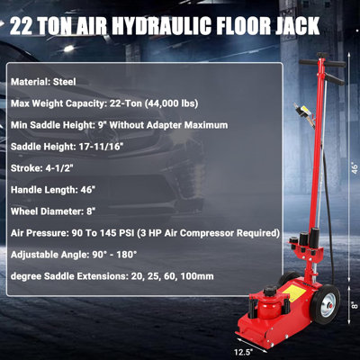 22 Ton Air Hydraulic Floor Jack for Heavy Duty Trucks & Tractors