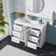 Meuble-lavabo simple 48 po avec plateau en marbre de culture pré-assemblé Alicano