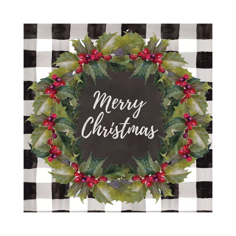 «Buffalo Plaid Christmas Wreath» par Lanie Loreth, impression sur toile tendue, H 12 po x l 12 po x P 0,75 po