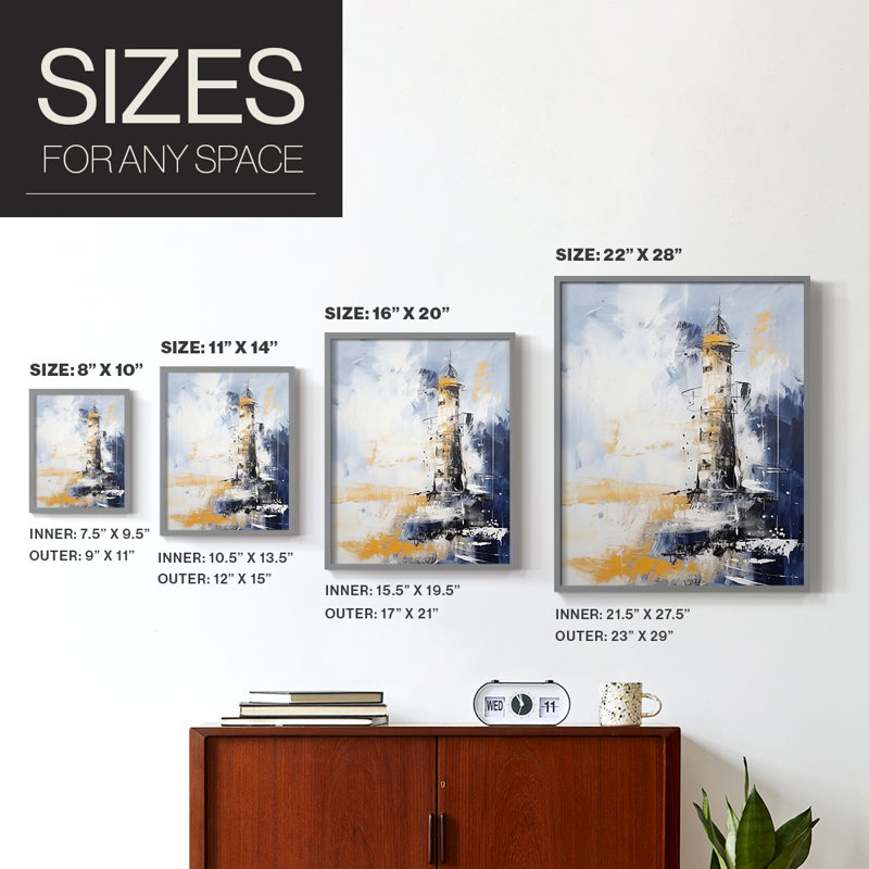 «NAUTICAL Series», impression encadrée en bois massif, Gris, H 11 po x l 9 po