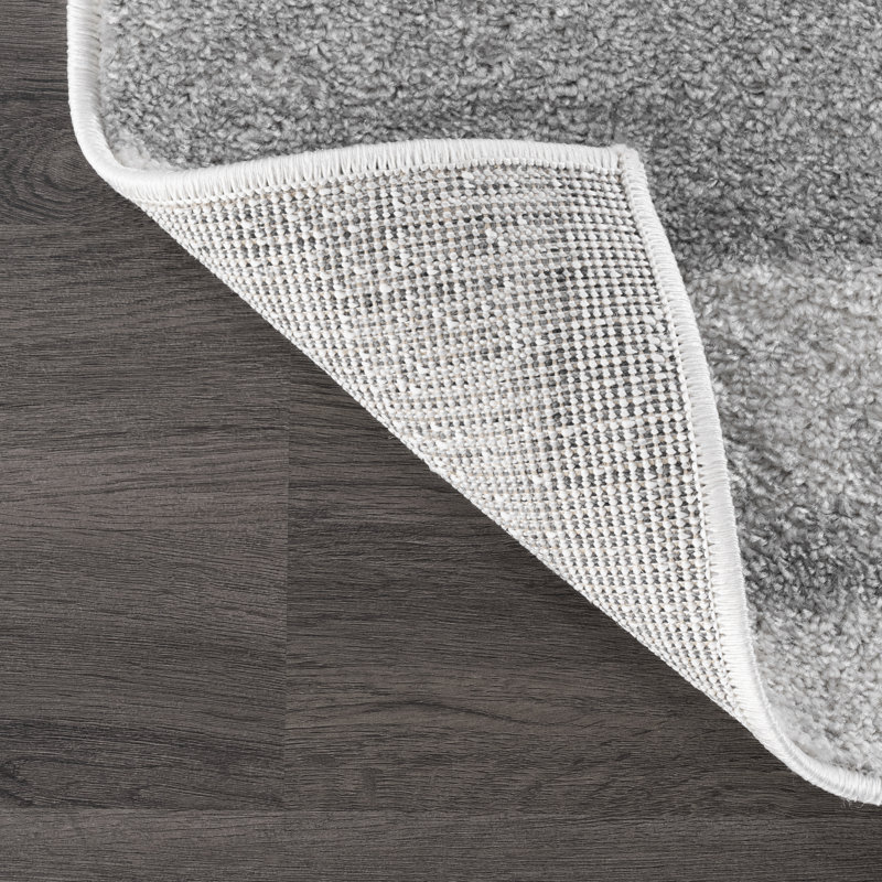 Sarepta Contemporary Waves Power Loom Performance Gray Rug, Runner 2'6" x 6'