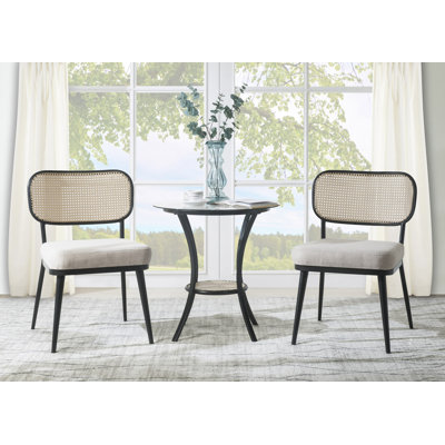 3 PCS Set Table & Chairs of 2 Armless Chair for Living Room