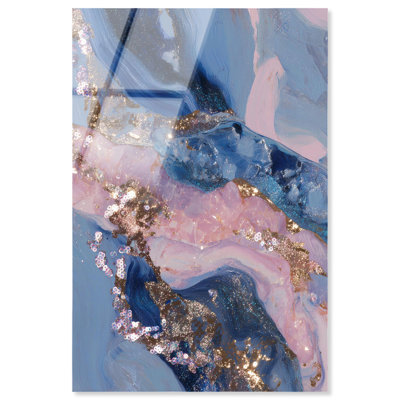 Décoration murale rose avec impression acrylique Rose Gold Nebula II par Art Remedy, prête à être suspendue, 10 x 15