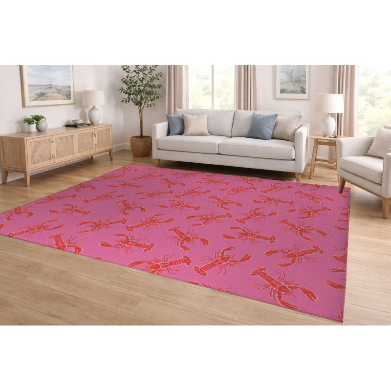 Tapis ultra-mince à profil bas Lobster, Rose, Rectangle 5 pi x 7 pi