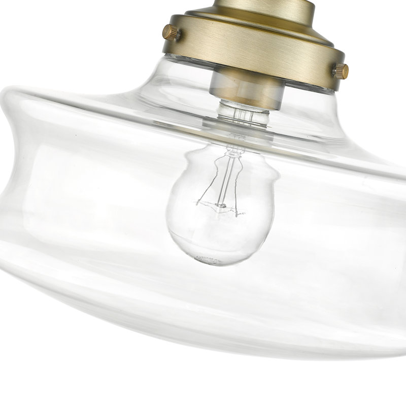 Canion Glass Semi Flush Mount, Antique Brass