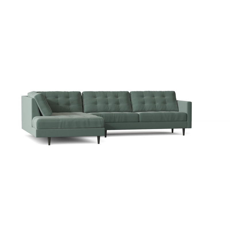 Olivia Upholstered L-Shaped Sectional, Klein Laguna, Walnut, Right Hand Facing
