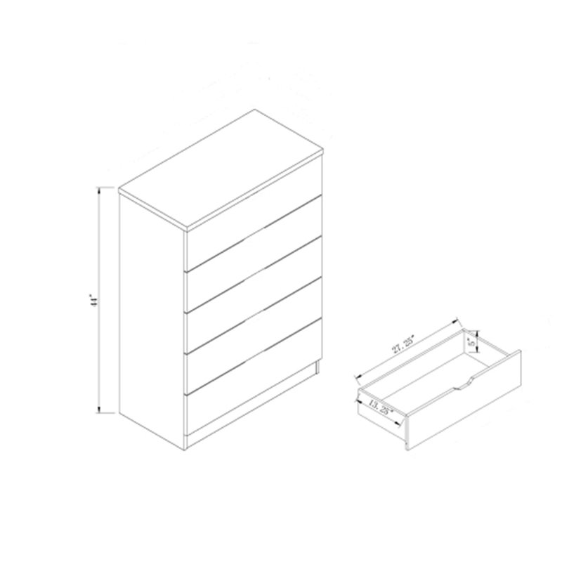 Five-Drawer Chest With Metal Handles & Glide Rails, Cherry