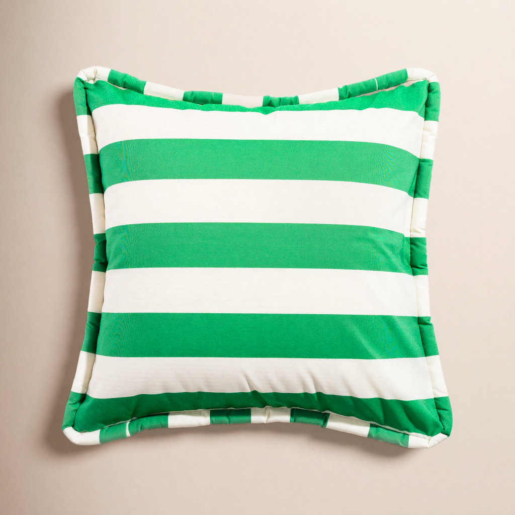 Crew Mimosa Pillow, 18" H x 18" W, Green Striped