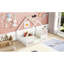 Lit au sol avec toit en forme de maison et garde-corps blanc - Pin construit pour un repos paisible-595733464