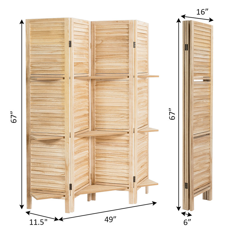 Pembrooke 49'' W x 67'' H 4 - Panel Folding Room Divider, Natural