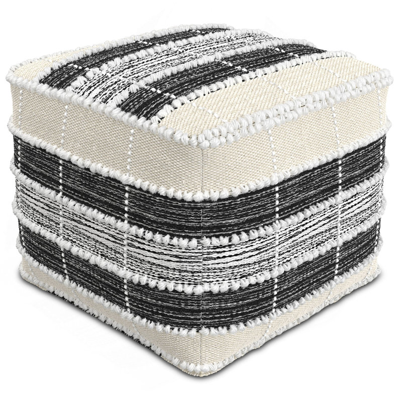 Pouf carré orge - blanc / beige / noir