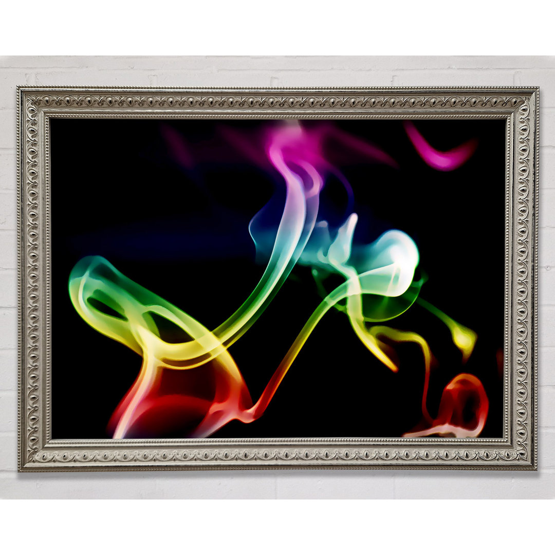 Rainbow Smoke On Silver Gerahmter Druck