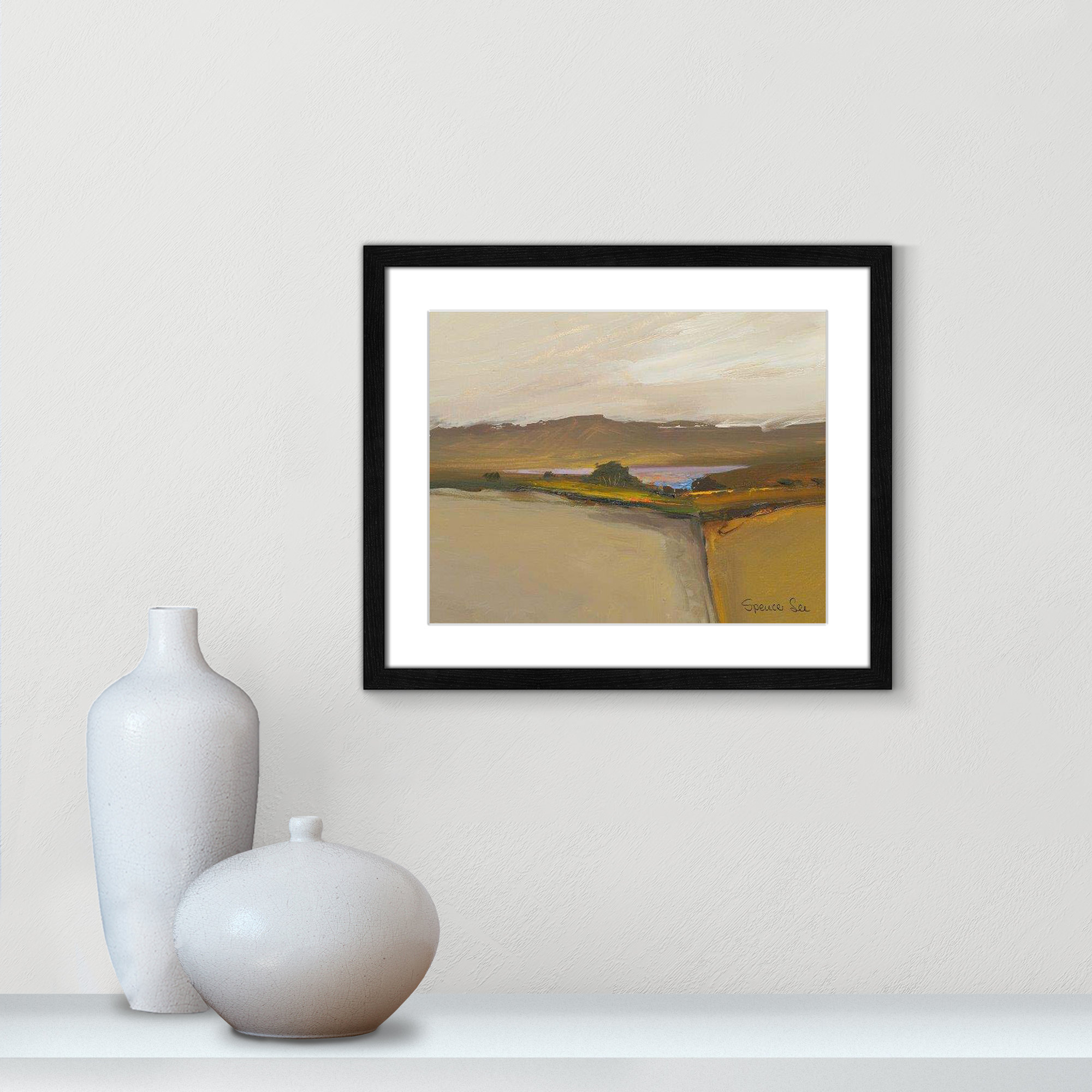 Heaven and Earth IV By Spencer Lee - Framed Art w/ 4 Ply Matboard, 16" H x 19" W x 0.75" D, Black Framed