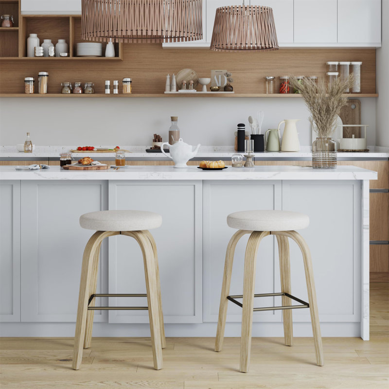 Ensemble de 2 tabourets de bar pivotants AILUNWALL (seulement chaises de salle à manger), Beige