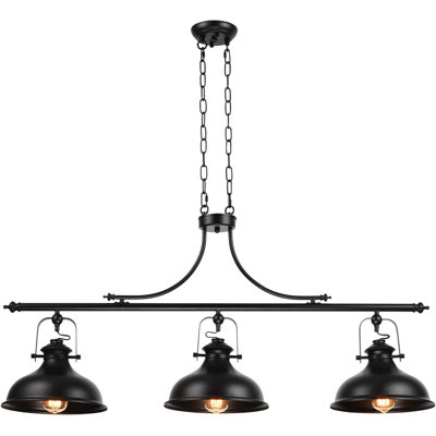 Luminaire suspendu en forme de dôme pour îlot de cuisine 3 lumières Waynetown