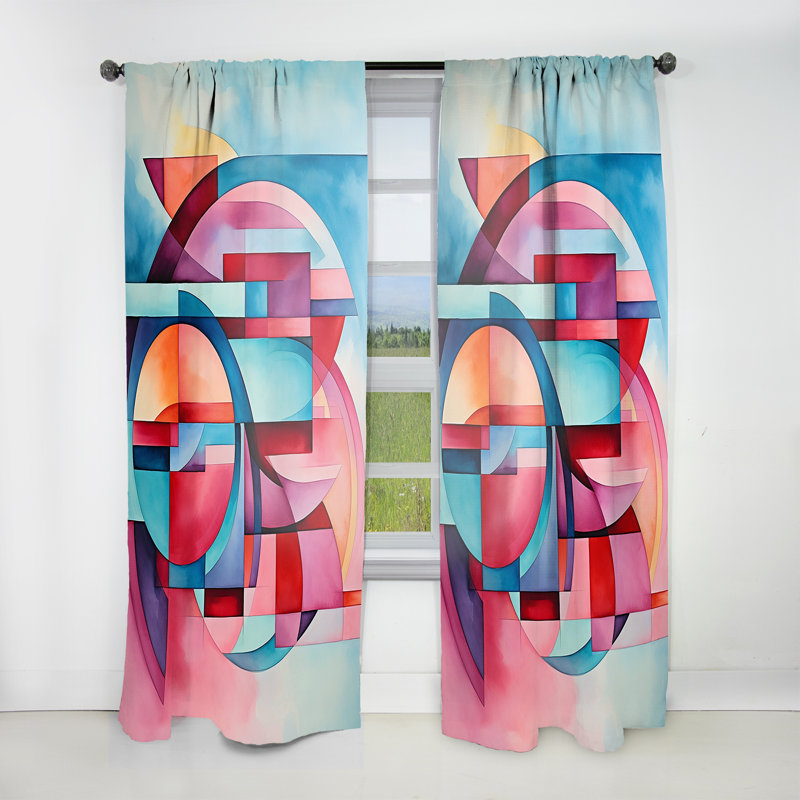 Longwell - Rideau abstrait - Rideau géométrique obscurcissant - 1 panneau, 52" W x 108" L