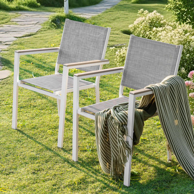 Patio 2-piece Dining Chairs, Outdoor PVC-coated polyester Stackable Chairs