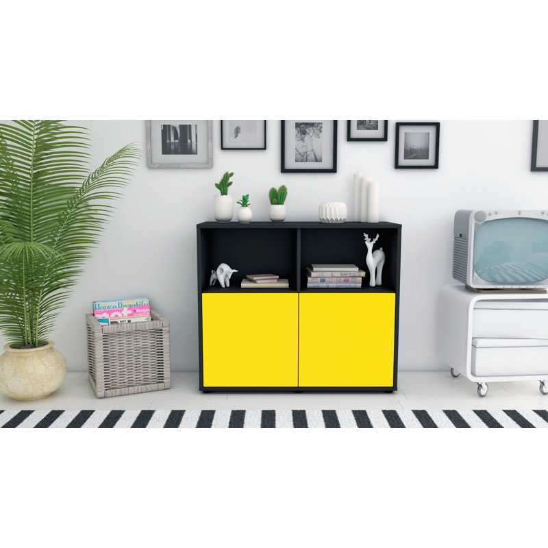 Raleigh 92cm Sideboard, Charcoal/Yellow