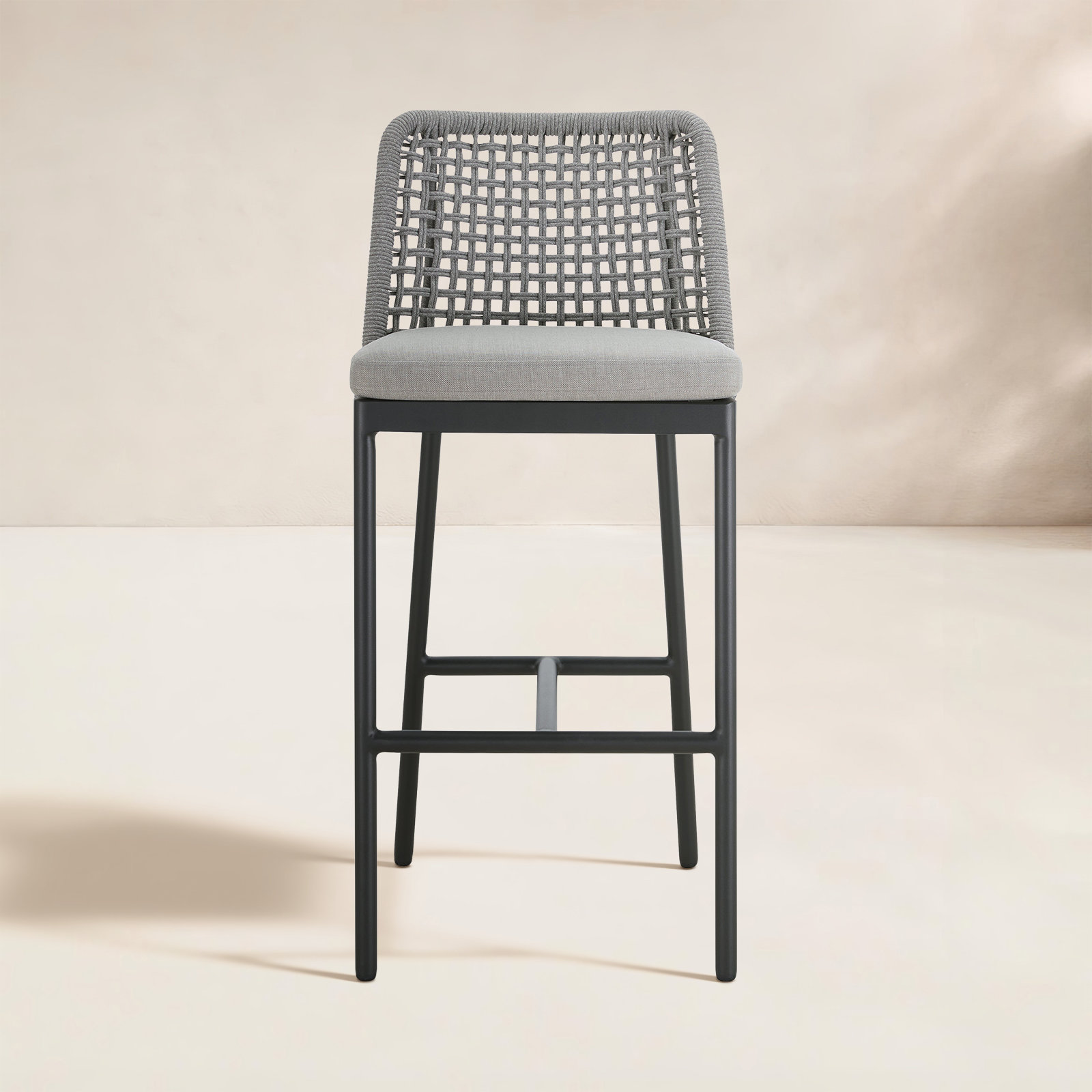 Deana Patio Bar Stool, Light Gray/Dark Gray