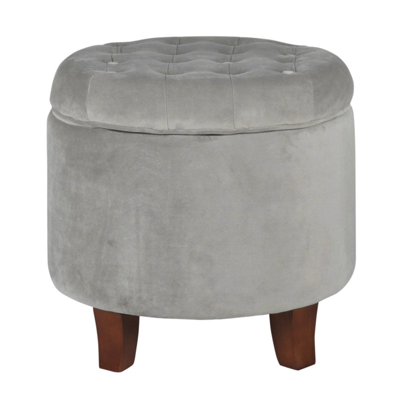 Pittsburgh Cambridge Tufted Round Storage Ottoman, Bella Dove Grey