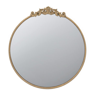 Exquisite Round Mirror With Ornate Baroque Frame For Home Enhancement