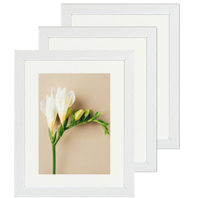 Picture Frame - Set of 3 with Mat, Light Grey