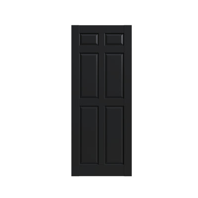 30" X 80"6-Panel Baking Paint Black Panel Interior Door, For Closet Pantry Bedroom Livingroom Study Office, Pocket, Barn Doors-Shaker W/O Hardwar