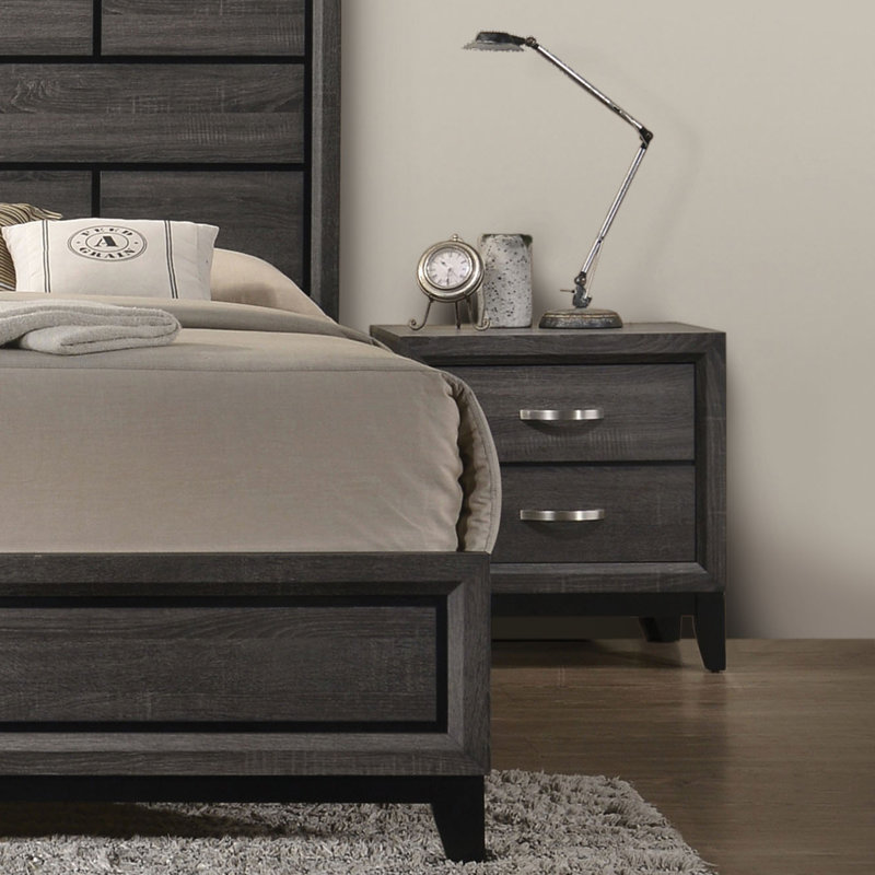 Ferris Beeson 2-Drawer Nightstand, Noir/gris