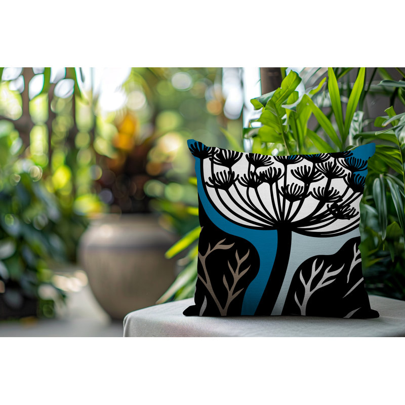 Oreiller carré réversible intérieur / extérieur Alimi, Carré 15 po, Turquoise