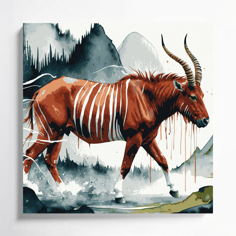 Art mural sur toile noir Wildlife Mountain, H 32 po x l 32 po