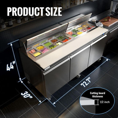 Table de préparation pour salade de réfrigérateur de 72,7 po Coolake
Table de préparation pour salade de réfrigérateur de 72,7 po Coolake