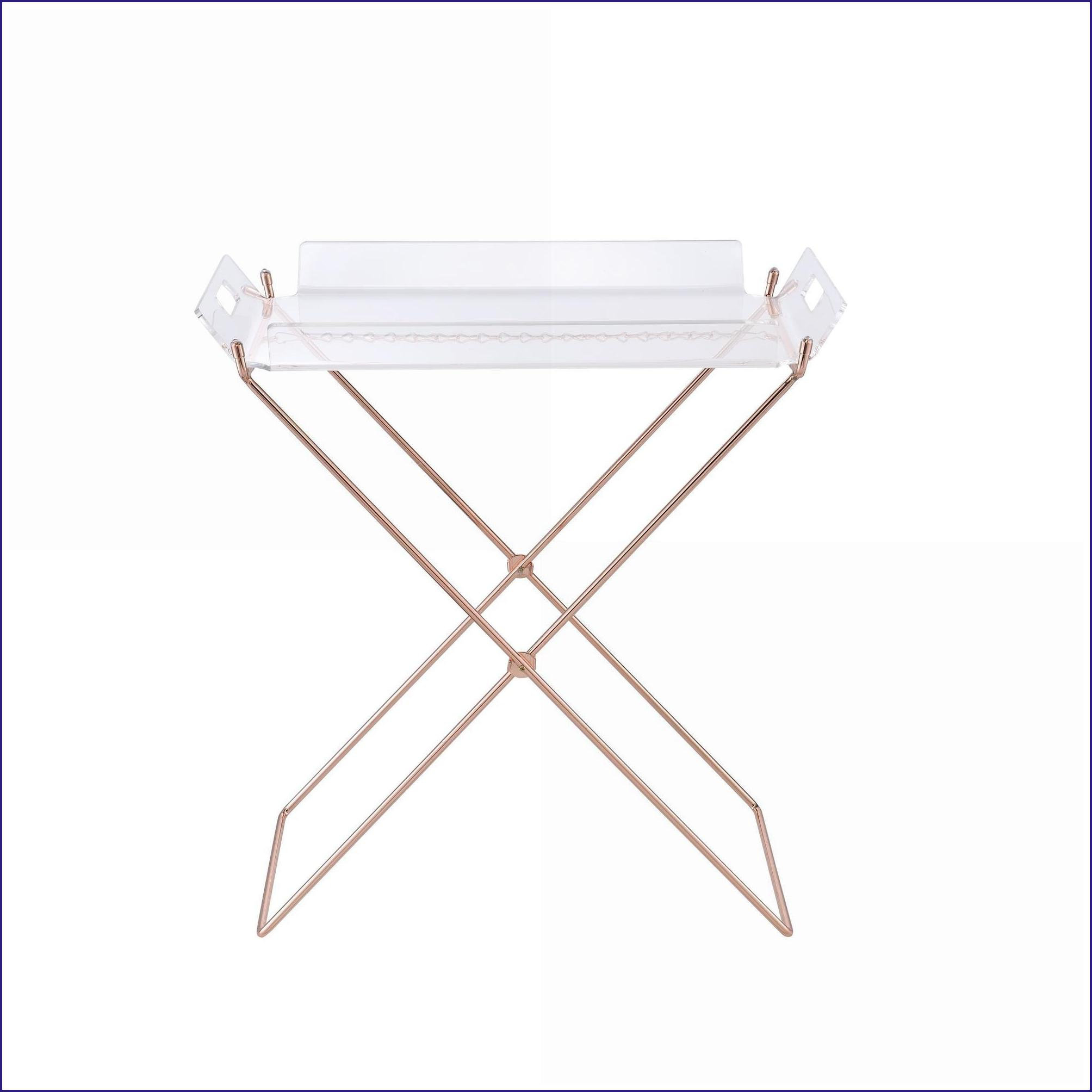 Latitude Run® Clear Acrylic Coffee Table with Copper Metal X Base ...