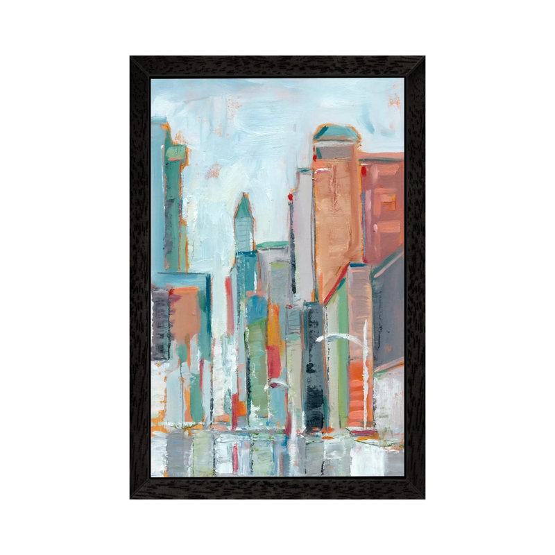 Downtown Contemporary I by Ethan Harper - Painting on Canvas, Black Floater Framed, 101.6 cm H x 66.04 cm W