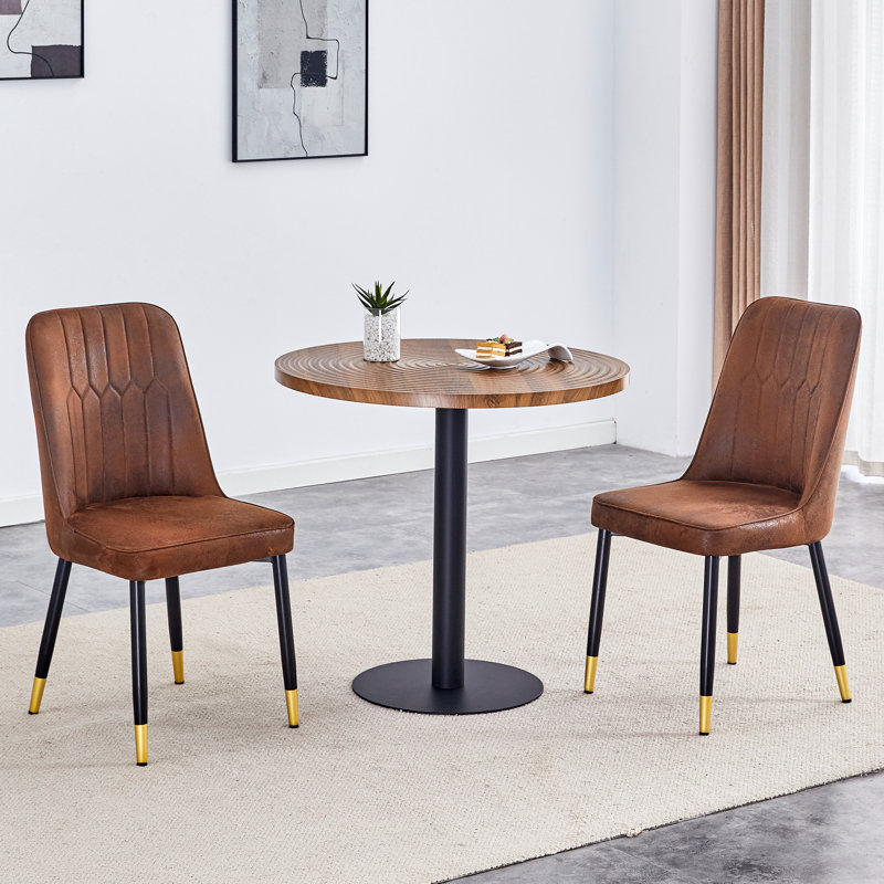 Ensemble de table de salle à manger pour 2 personnes avec table ronde de 31,5 po et 2 chaises rembourrées, 2
