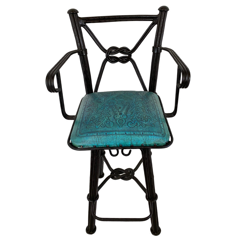 Tabouret de bar et de comptoir pivotant Lingle, Tabouret de bar (siège d’une hauteur de 30 po), Bleu sarcelle