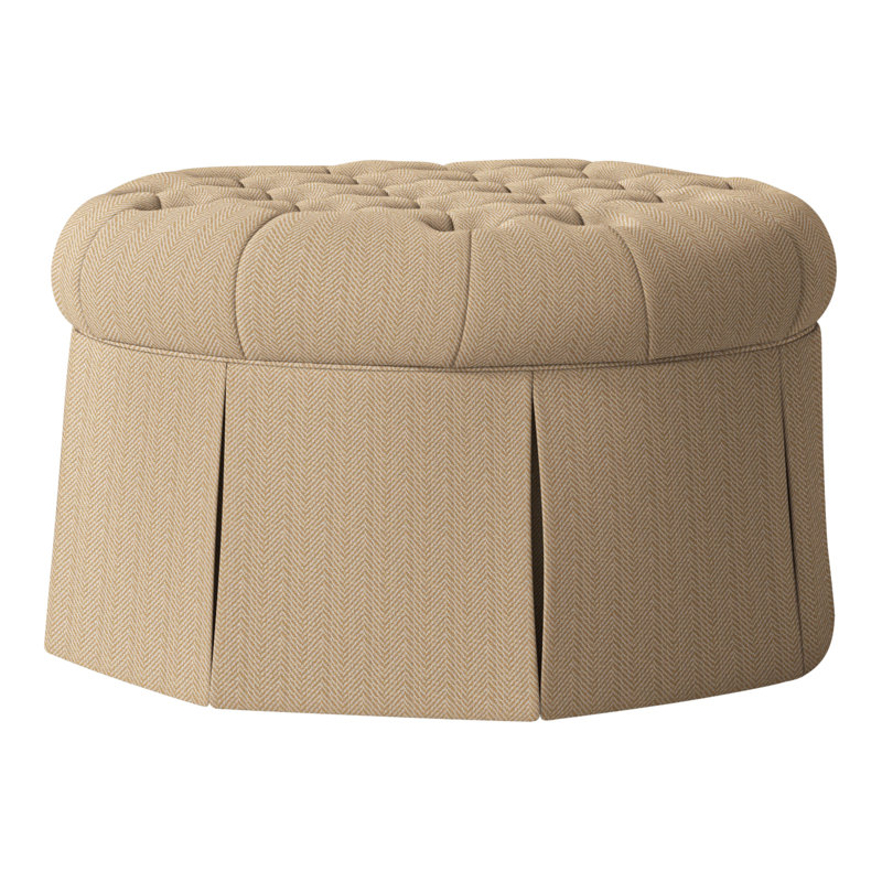 Alma 35" Tufted Round Cocktail Ottoman, Perigold Posh Oat
