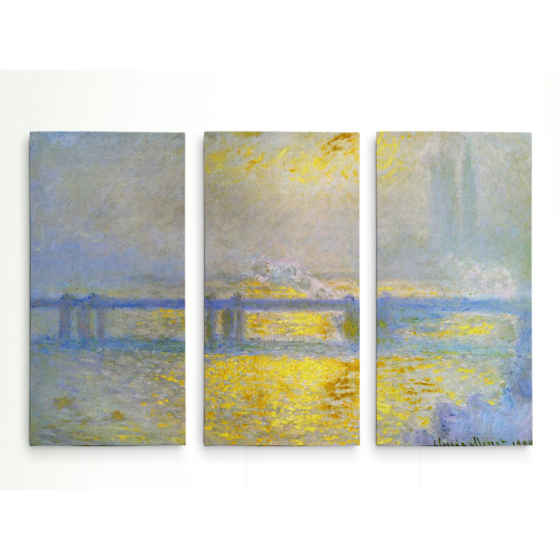 « charing cross bridge » par claude monet, reproduction d’image multi-pièces sur toile, H 40 po x l 60 po x P 1,5 po