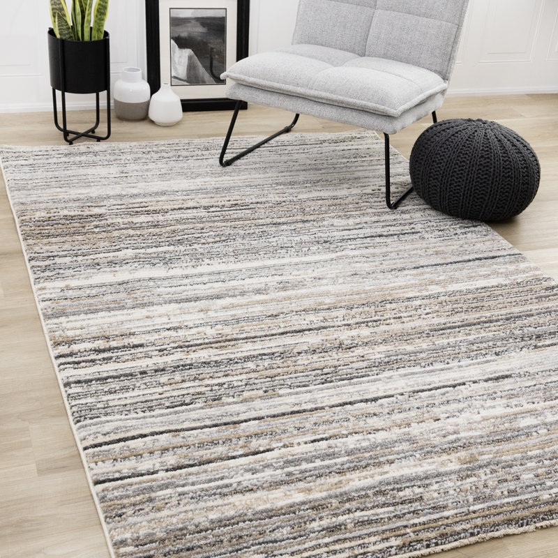Tapis d'intérieur gris Latiana, Rectangle 5 pi 3 po x 7 pi 7 po