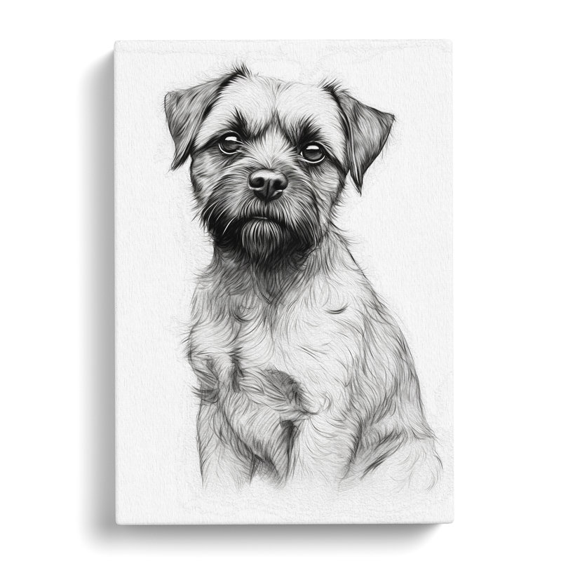 Border Terrier Line - Wrapped Canvas, 76cm H x 50cm W x 3cm D