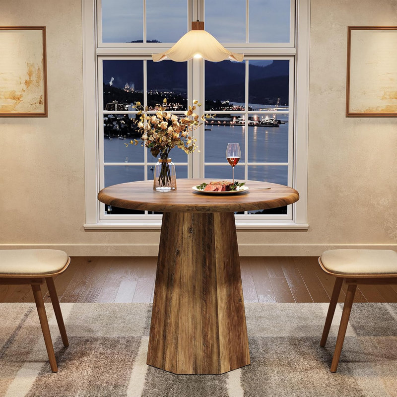 Round Dining Table, Vintage Brown