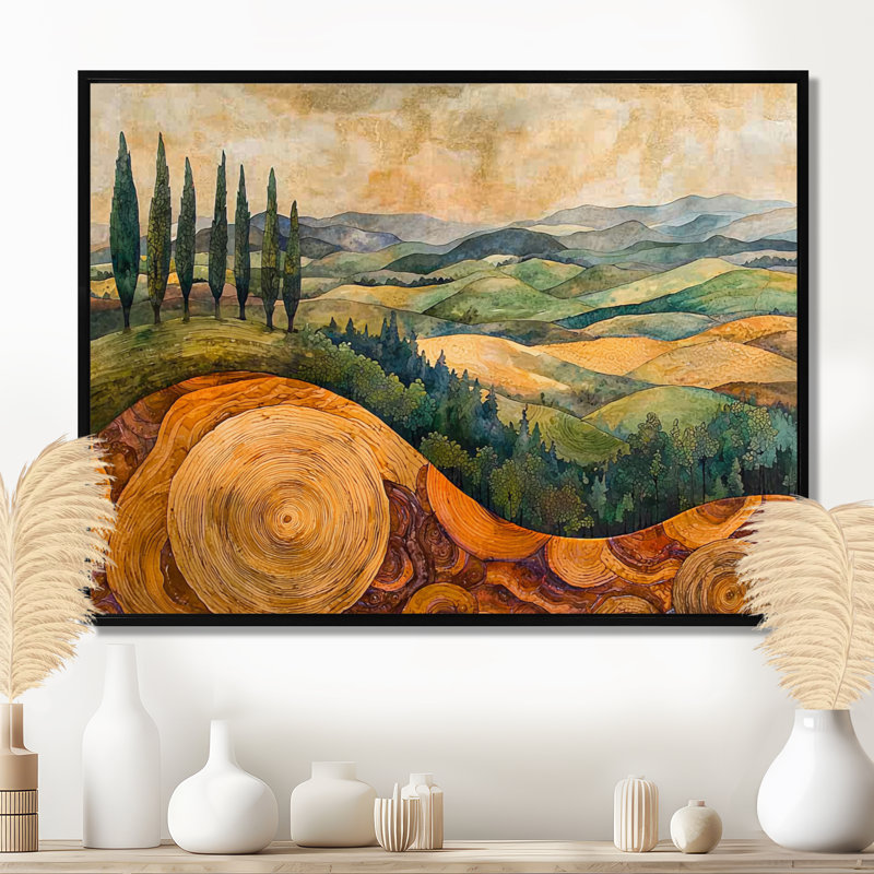 Crumrine - art mural vignoble, H 30 po x l 40 po, Noir, Floater Framed
