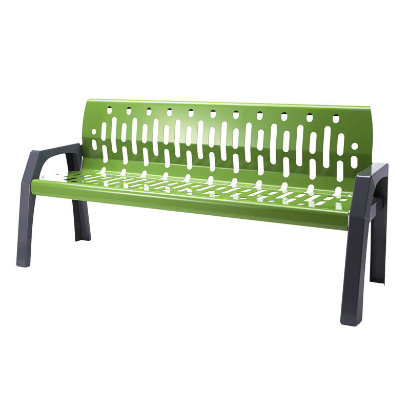 Banc de parc en acier Stream, Vert, H 34 po x l 72 po x P 25 po