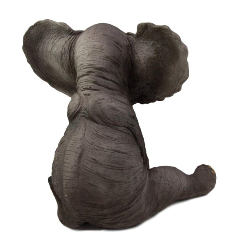 Hand-Painted Gray Resin Elephant Garden Statue with Lantern