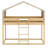 House-Shaped Solid Wood Bed Frame With Full-Length Guardrails, Slat Support,Tent And Ladder-1302391295
