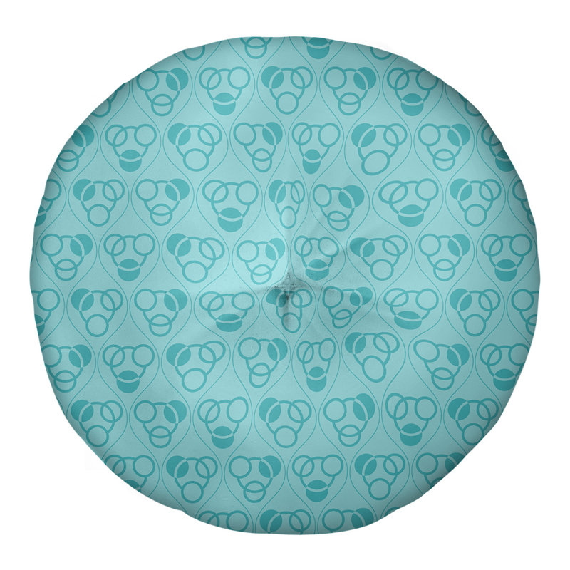 Coussin de sol classique à motif de cercles et de vagues, 26 po x 26 po, sarcelle